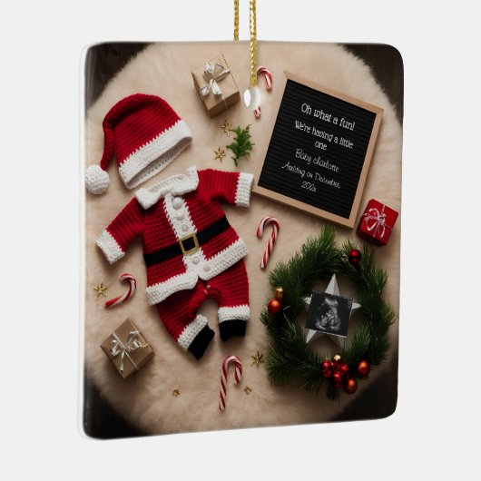 Unieke kerstzwangerschapsaankondiging keramisch ornament (Rechts)