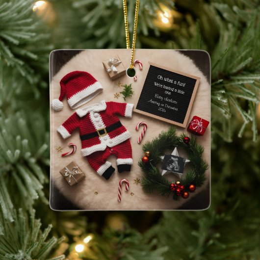 Unieke kerstzwangerschapsaankondiging keramisch ornament (Boom)