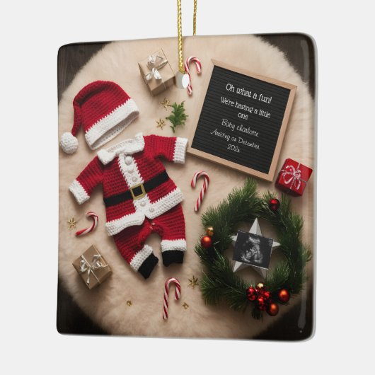 Unieke kerstzwangerschapsaankondiging keramisch ornament (Links)