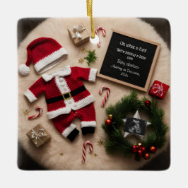 Unieke kerstzwangerschapsaankondiging keramisch ornament