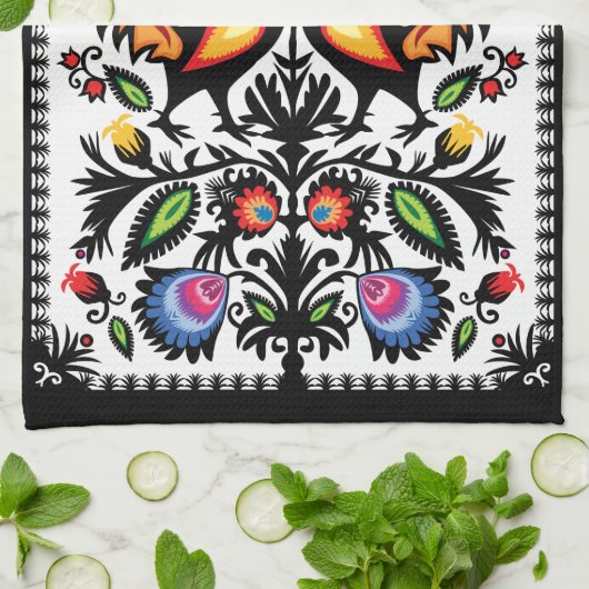 Unieke keukenhanddoeken met folklore-samenstelling (Gevouwen)