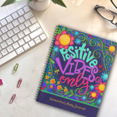 Unieke Kids Positieve Vibes Leuk Bloemmotief Blauw Notitieboek