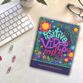 Unieke Kids Positieve Vibes Leuk Bloemmotief Blauw Notitieboek