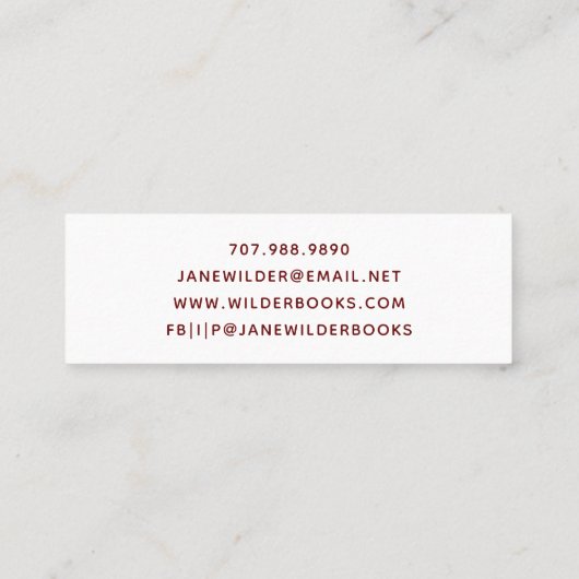 Unieke kinderboekAuteur Mini Visitekaartje (Achterkant)