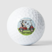 Unieke Klasse Aangepaste Rode Kar Monogram Naam Golfballen (Voorkant)