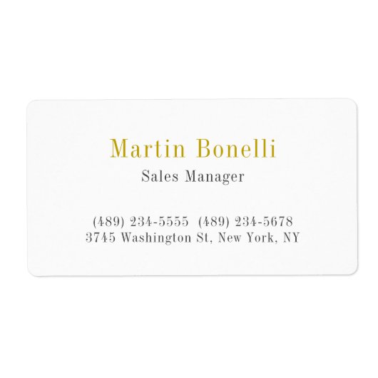 Unieke Klassieke Eenvoudige Gouden Kleur Naam Etiket (Voorkant)