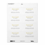 Unieke Klassieke Eenvoudige Gouden Kleur Naam Etiket (Full Sheet)