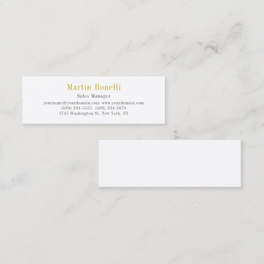 Unieke Klassieke Eenvoudige Gouden Kleur Naam Mini Visitekaartje (Voorkant / Achterkant)