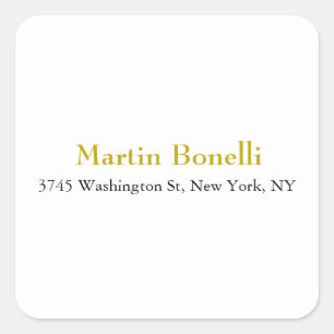 Unieke Klassieke Eenvoudige Gouden Kleur Naam Vierkante Sticker