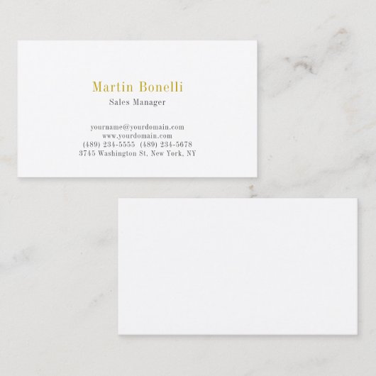 Unieke Klassieke Eenvoudige Gouden Kleur Naam Visitekaartje (Voorkant / Achterkant)