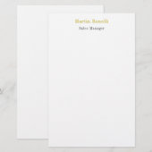 Unieke Klassieke Eenvoudige Gouden Naam Briefpapier (Voorkant / Achterkant)