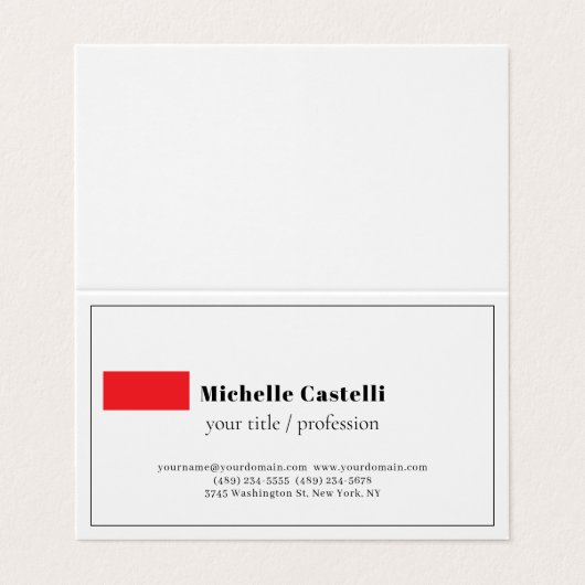 Unieke, klassieke Eenvoudige professionele Visitekaartje (Buitenkant ongevouwen)