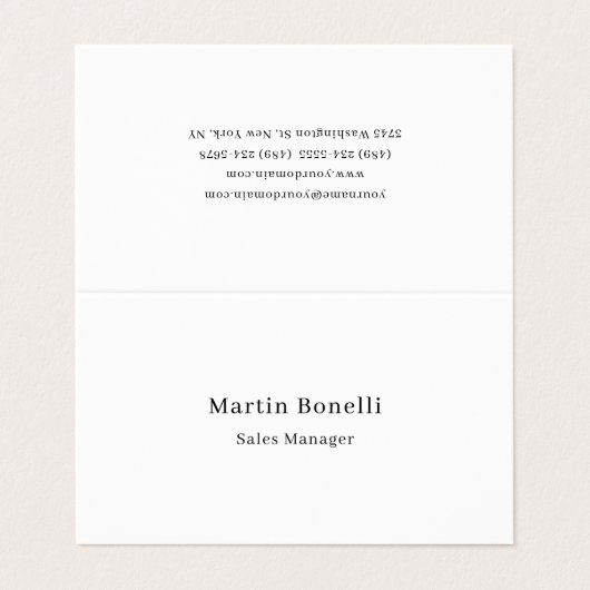 Unieke Klassieke Eenvoudige Zwart Wit Naam Tweezij Visitekaartje (Buitenkant ongevouwen)