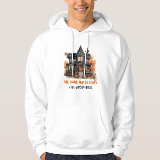 Unieke  klassieker Halloween spookhuis Hoodie (Voorkant)