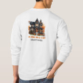 Unieke  klassieker Halloween spookhuis T-shirt (Achterkant)