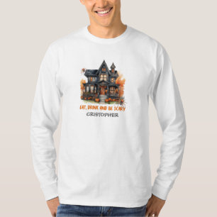 Unieke klassieker Halloween spookhuis T-shirt