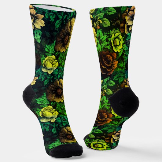Unieke kleuren  bloemenprint sokken (Gebogen)