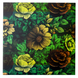 Unieke kleuren  bloemenprint tegeltje