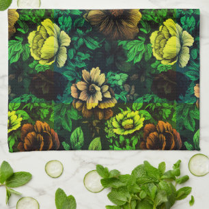 Unieke kleuren  bloemenprint theedoek