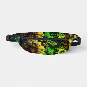 Unieke kleuren  groene bloemenprint heuptasje