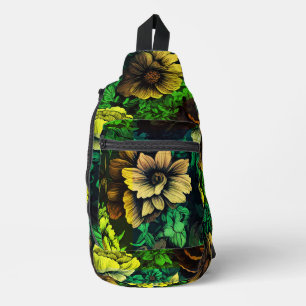 Unieke kleuren  groene bloemenprint sling bag