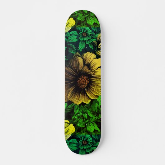 Unieke kleuren vintage bloemenprint persoonlijk skateboard (Voorkant)