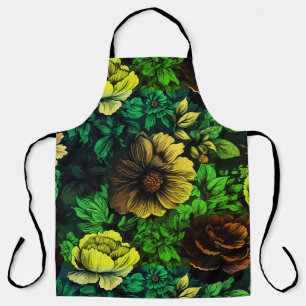 Unieke kleuren vintage bloemenprint schort