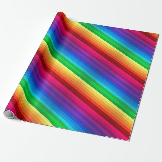 Unieke kleurige diagonale regenboog gestript cadeaupapier (Uitgerold)