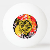 Unieke  kleurige japanse tijger rood geel pingpongbal (Voorkant)
