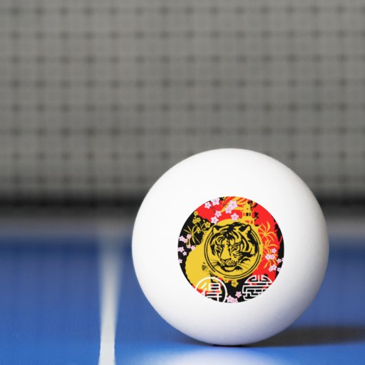 Unieke  kleurige japanse tijger rood geel pingpongbal (Net)
