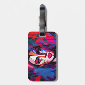 Unieke kleurrijke Abstracte dame gezicht schildere Bagagelabel (Achterkant verticaal)