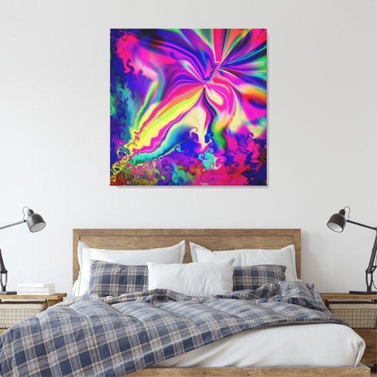 Unieke Kleurrijke Abstracte Marmeren Vloeibare Muu Canvas Afdruk (Insitu (Slaapkamer))
