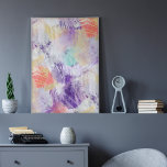 Unieke, kleurrijke Abstracte penseelkunst Poster<br><div class="desc">Filmvormig paars,  oranje,  groen,  viool en wit gekleurd abstract verfborstelpatroon. Pas dit ontwerp aan met uw interieurkleuren en hang wat kleur op uw muur!</div>