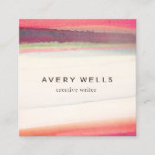 Unieke kleurrijke Abstracte Waterverf Vierkante Visitekaartje (Voorkant)