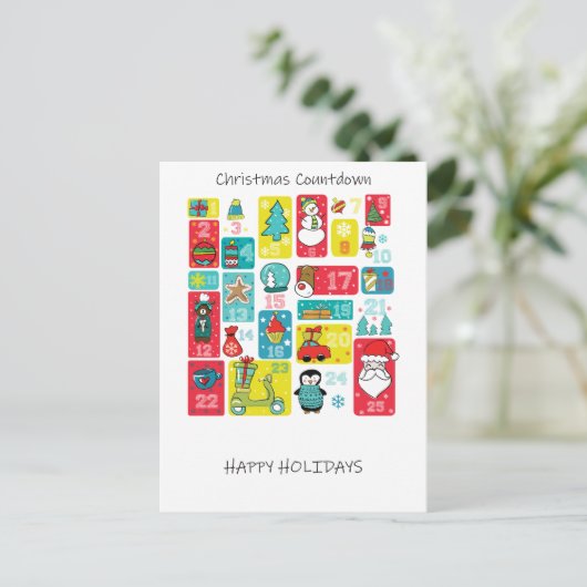 Unieke kleurrijke adventkalender feestdagenkaart (Staand voorkant)