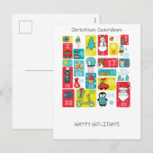 Unieke kleurrijke adventkalender feestdagenkaart (Voorkant / Achterkant)