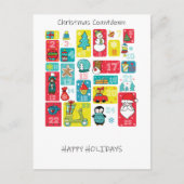 Unieke kleurrijke adventkalender feestdagenkaart (Voorkant)