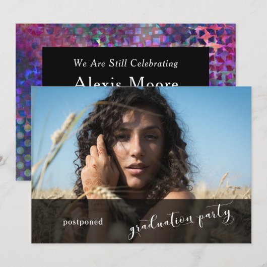 Unieke kleurrijke afstudeerfeest uitgestelde Kaart (Voorkant / Achterkant)