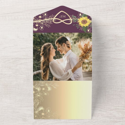 Unieke kleurrijke bloemenbruiloft all in one uitnodiging (Buitenkant)