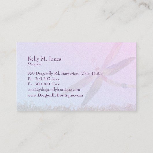 Unieke, kleurrijke Dragonfly Mode Visitekaartje (Achterkant)