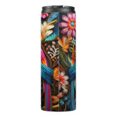 Unieke kleurrijke & exotische 3D vogels en bloemen Thermosbeker (Achterkant)