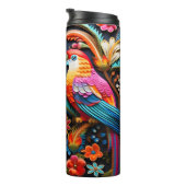 Unieke kleurrijke & exotische 3D vogels en bloemen Thermosbeker (Geroteerd rechts)