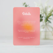 Unieke kleurrijke gradiënt ombre roze Oranje bruil Informatiekaartje (Staand voorkant)