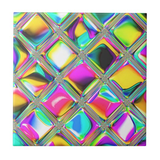 Unieke kleurrijke keramische tegel tegeltje (Voorkant)