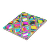 Unieke kleurrijke keramische tegel tegeltje (Zijkant)