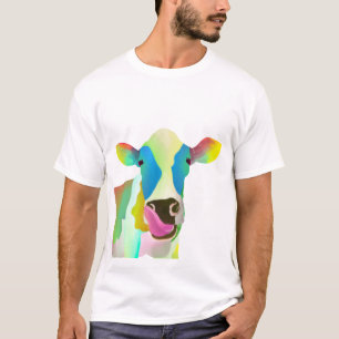 Unieke kleurrijke koe t-shirt
