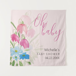 Unieke kleurrijke lentebloemen Waterverf Art Wandkleed