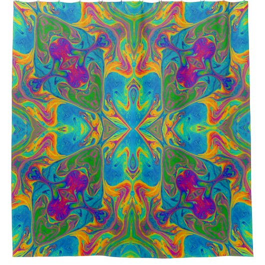 Unieke kleurrijke Neon Abstract Douchegordijn (Voorkant)