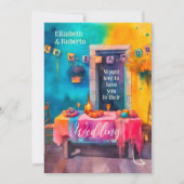 Unieke Kleurrijke Patio Mexicaanse bruiloft Kaart (Voorkant)