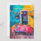 Unieke Kleurrijke Patio Mexicaanse bruiloft Kaart (Achterkant)